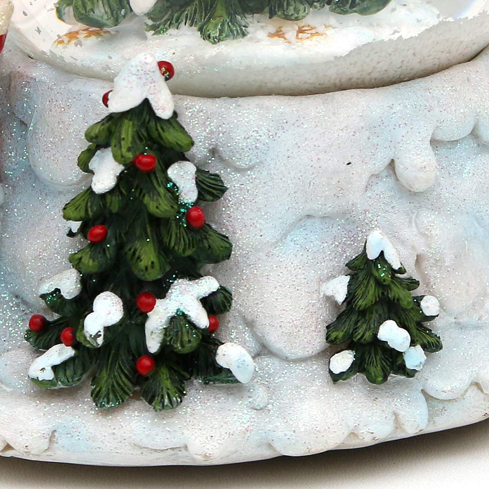 Palla di neve Babbo Natale con lista regalo e Rehlein su base natalizia con carico, melodia Oh du allegri, L/L/H/ sfera 10 x 10 x 15 cm 10 cm