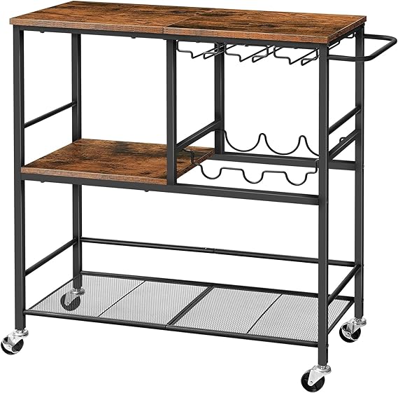 Carrito De Bar Para El Hogar, Carritos De Cocina De 3 Niveles Con Ruedas, Carrito Pequeño Con Soportes Para Vidrio, Estante Para Vino, Carrito De Mini Bar Para Cocina, Comedor, Sala