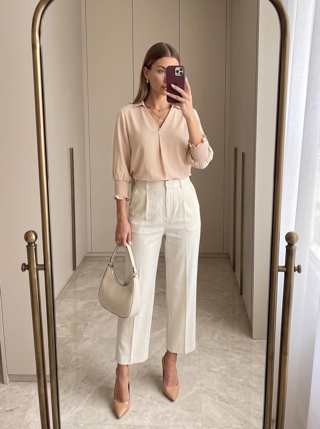 Dokotoo 3/4 Length Sleeve Womens Tops Dressy Blouses Collared Shirts image 5