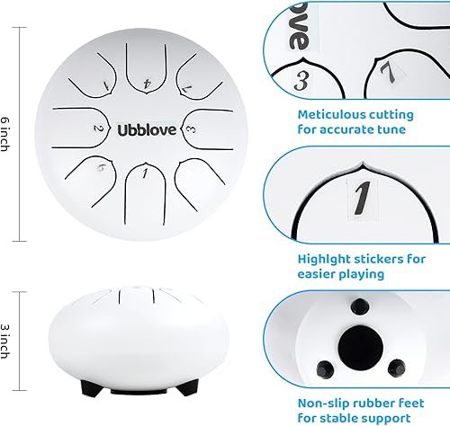 Miniatura 2 de Instrumentos de tambor de lengua de acero para niños 6 pulgadas 8 notas clave de C Metal Steel Drums con bolsa - Instrumento de percusión para