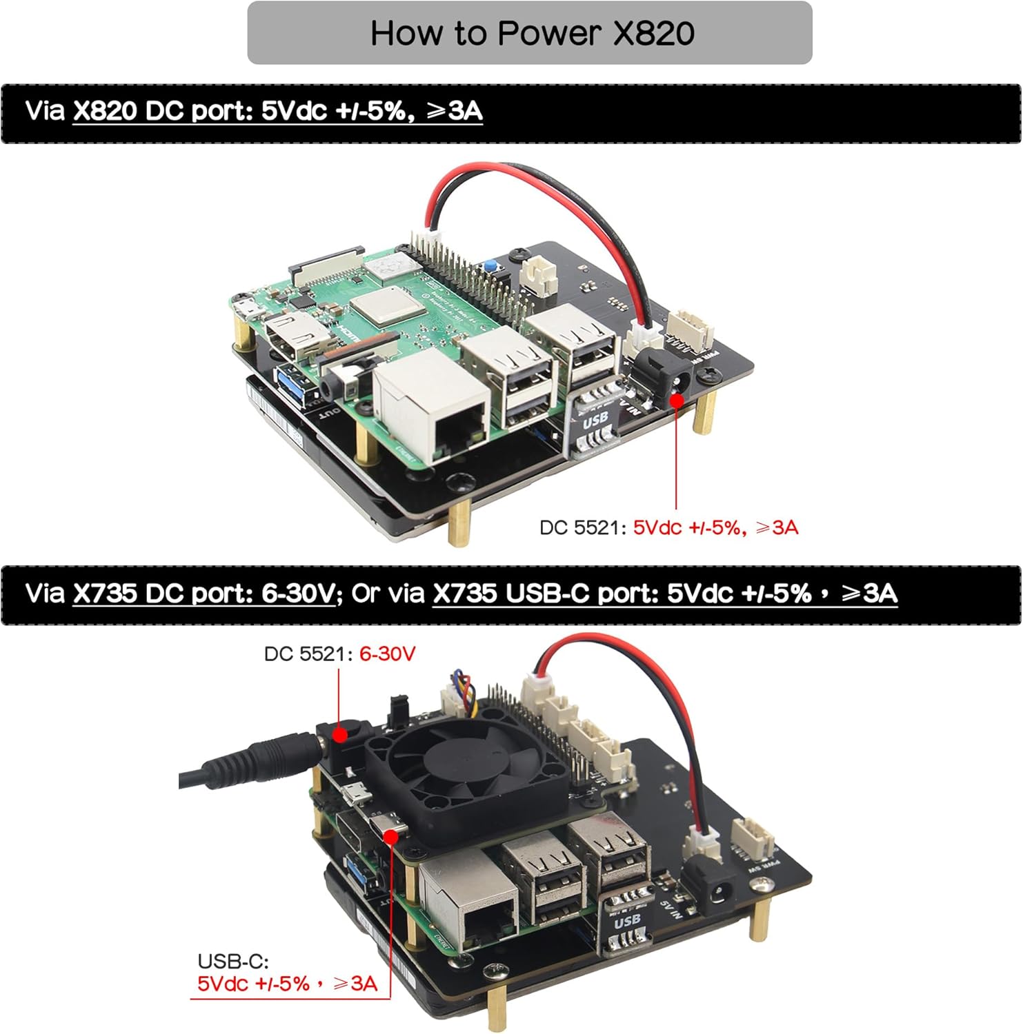 Geekworm X820 V3.0 2.5“ SATA HDD/SSD Storage Expansion Board, USB 3.0 Mobile Hard Disk Module for Raspberry Pi 3 B+/3B&2.5 Inch SATA HDD/SSD