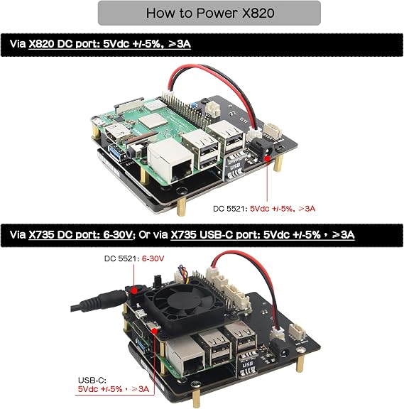 Geekworm X820 V3.0 2.5 SATA HDD/SSD Storage Board for Raspberry Pi 3B+/3B
