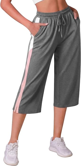 iClosam Women's Capri Sweatpants 3/4 Length Joggers Cotton Cropped Sports Pants Summer Tracksuit Bottoms with Pockets