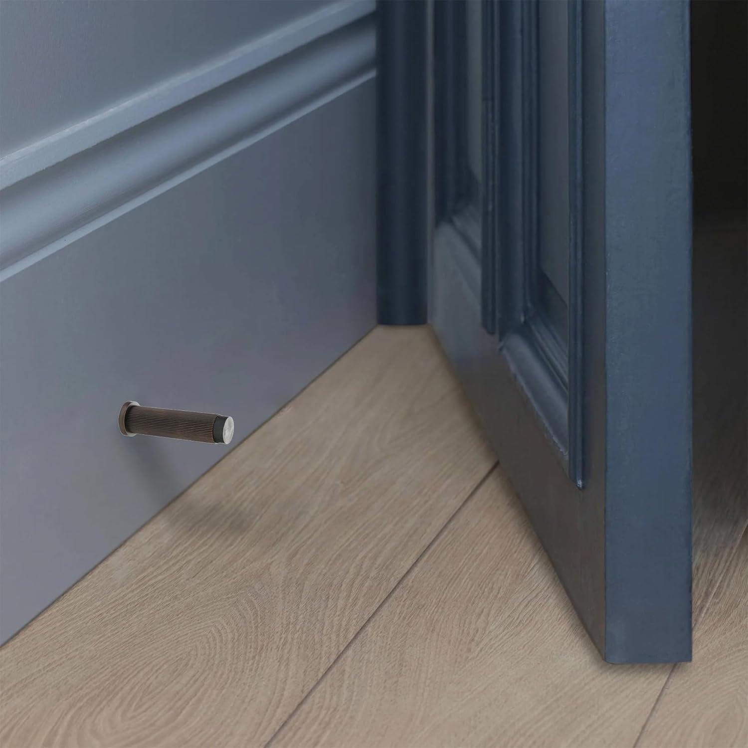Infinity Decor Ribbed Design Aged Bronze Wall Mounted Door Stop for Skirting Door Stopper with Rubber Bumper Tip in Aged Bronze Finish for Wall/Furniture Protection 75mm