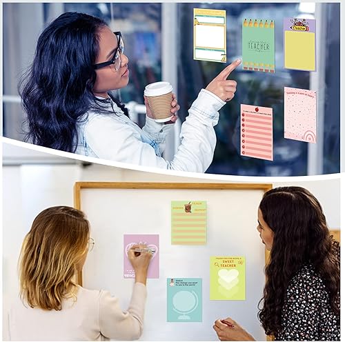 Miniatura 5 de Juego de 24 bolígrafos de agradecimiento para profesores, 12 bolígrafos divertidos para profesores con 12 blocs de notas inspiradores, suministros