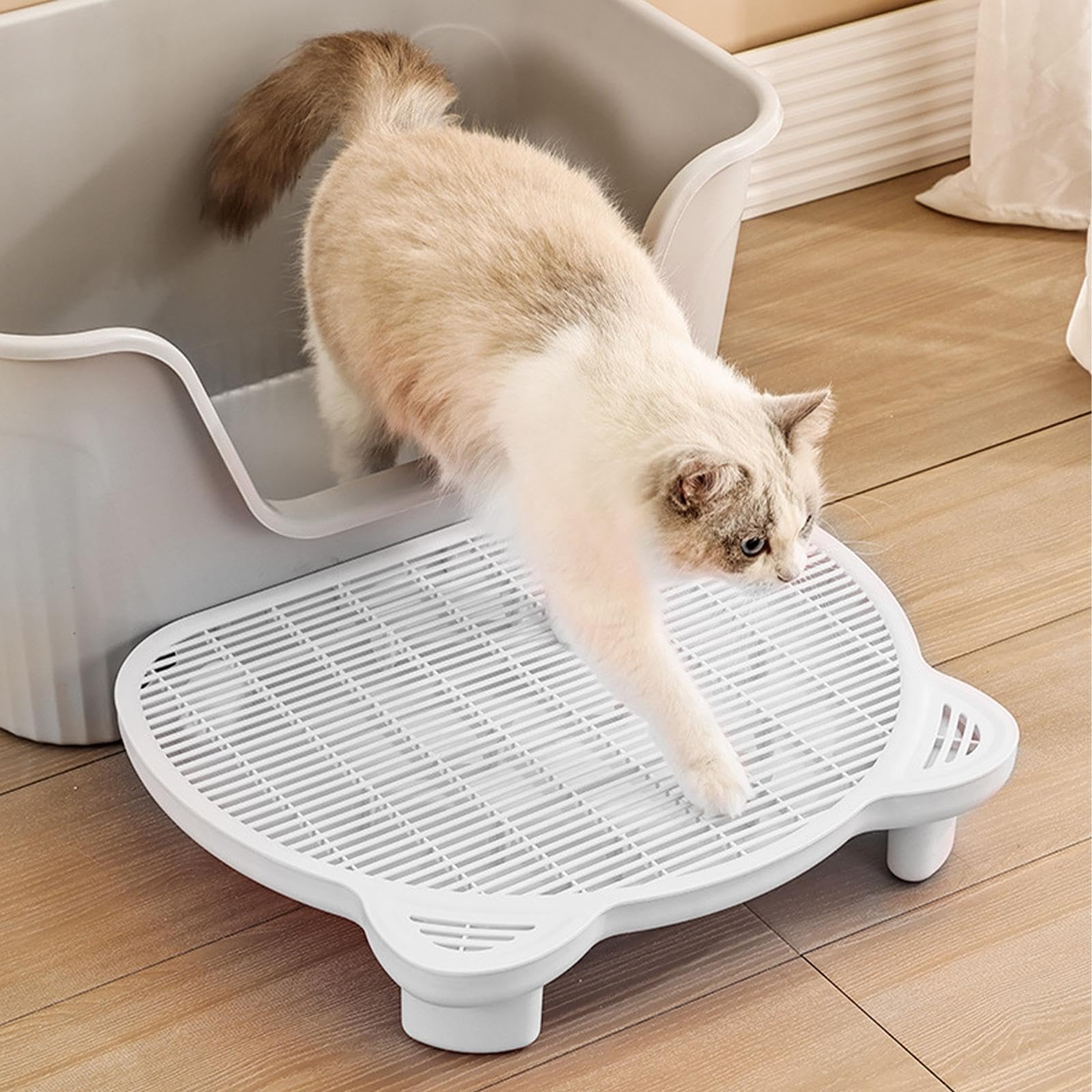 Tapis de Litière pour Chat, Marchepied, Facile à Nettoyer, Moins de Déchets, Marchepieds Réutilisables, Tapis de Rétention de Litière pour Chats, Gris
