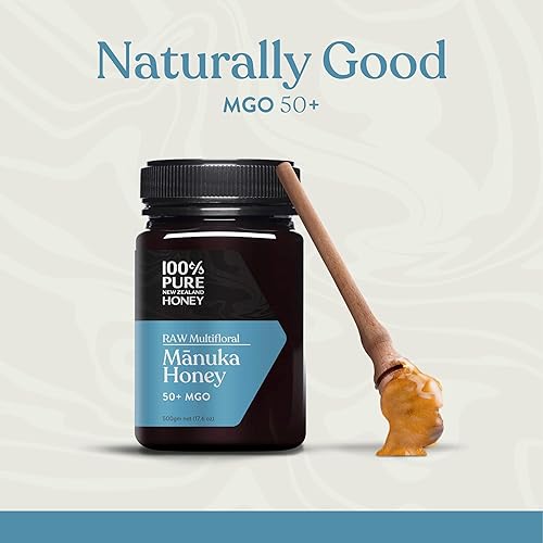 Miniatura 3 de Manuka Honey New Zealand - MGO 50+ Miel multifloral de Mênuka, 100% pura de Nueva Zelanda cruda de Mênuka de Nueva Zelanda, 17.6 onzas (17.64oz)