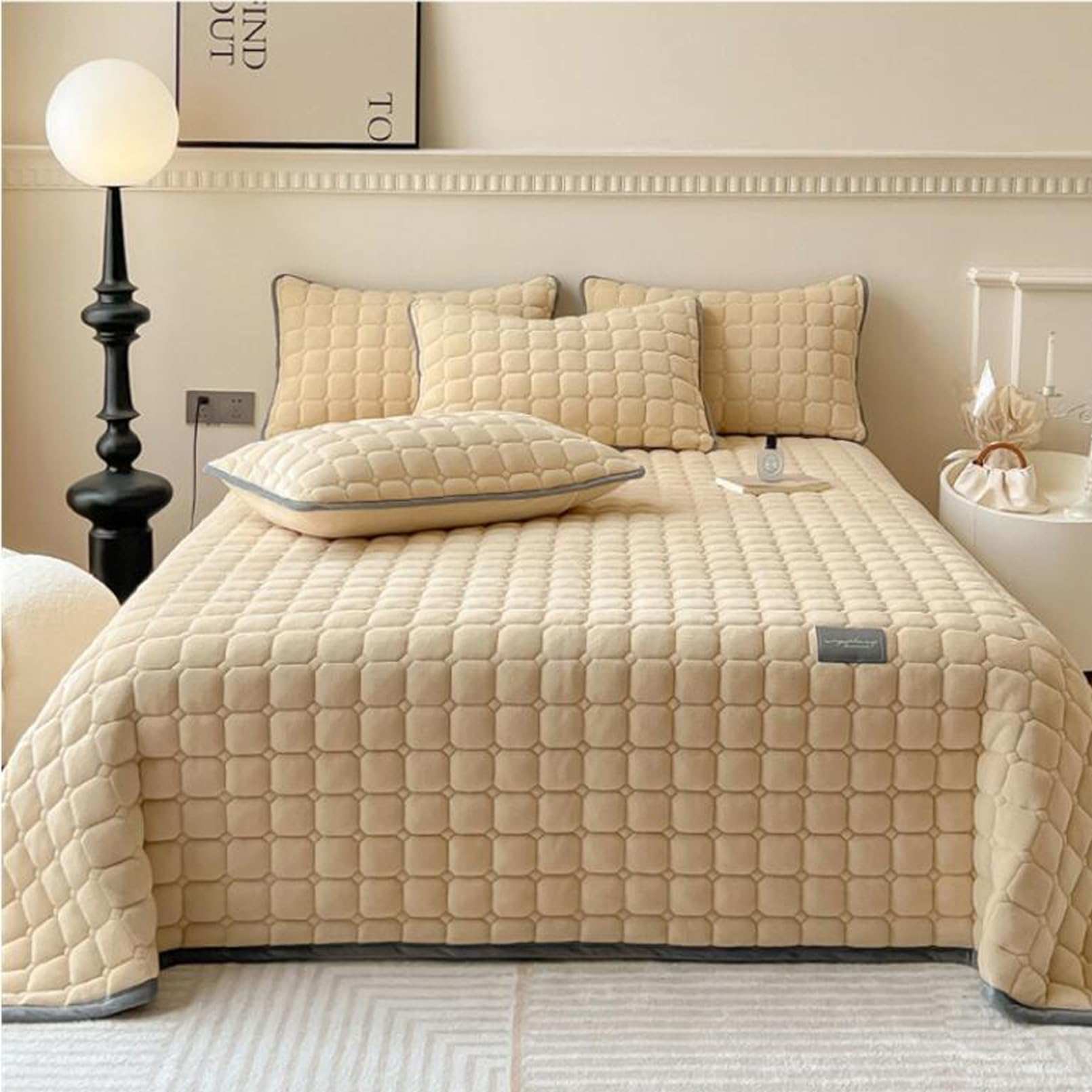 Couette pour climatiseur et couvre-lit 200x230 cm en velours de lait marron avec taies