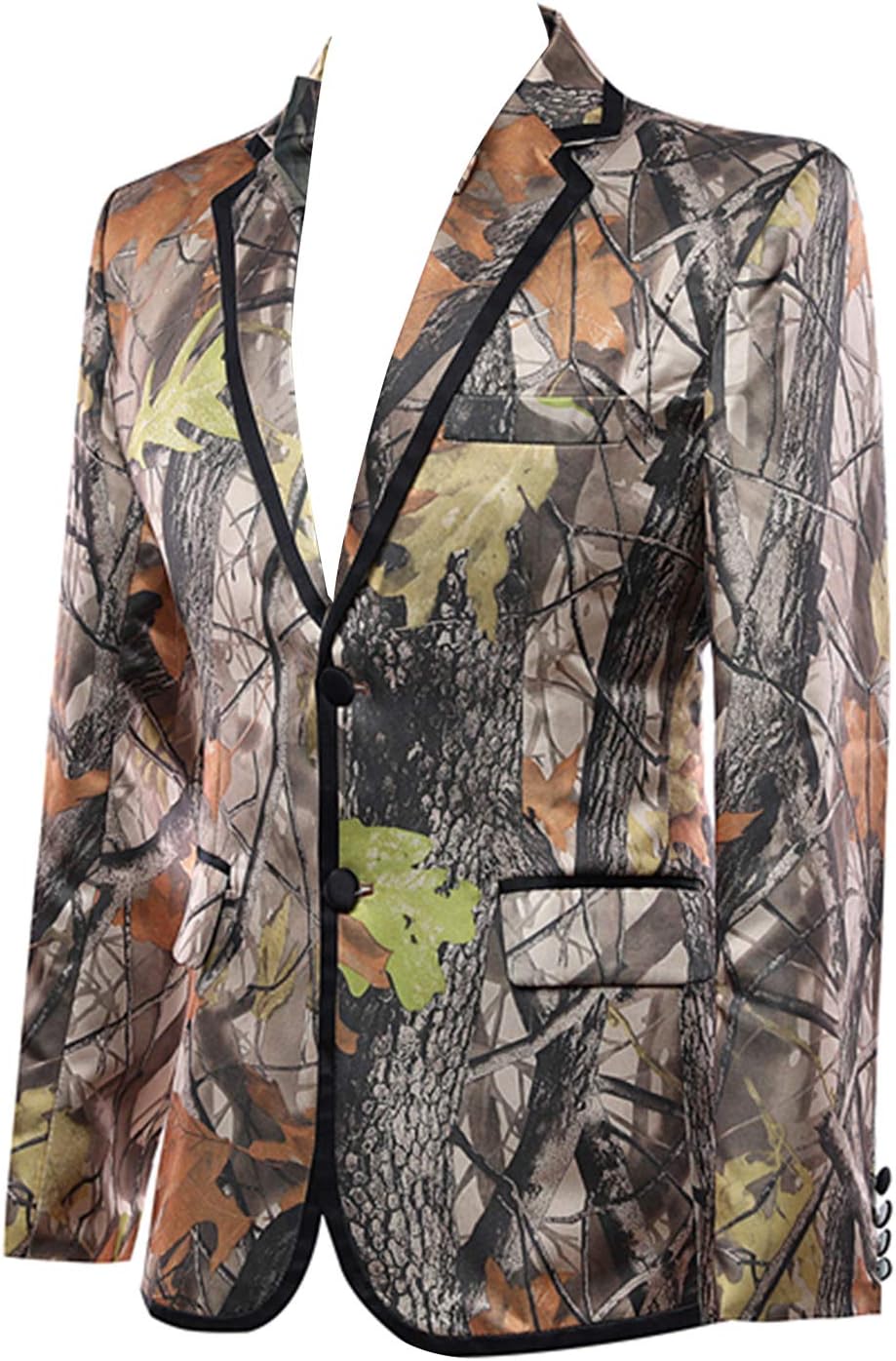 HBDesign Mens 1 Piece 2 Button Camouflage Color Jacket