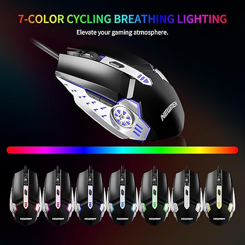 Miniatura 6 de Newmen GM104 Wired Gaming Keyboard and Mouse Combo,USB RGB Backlit Mechanical Feel 26-Key Anti-Ghosting Computer Gaming Keyboards,Colorful Breathing