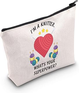 Funny Knitter Makeup Bag Yarn Storage Crochet Bag for Knitting Stuff Gift for Sewing Quilting Lover (Knitter Makeup Bag)