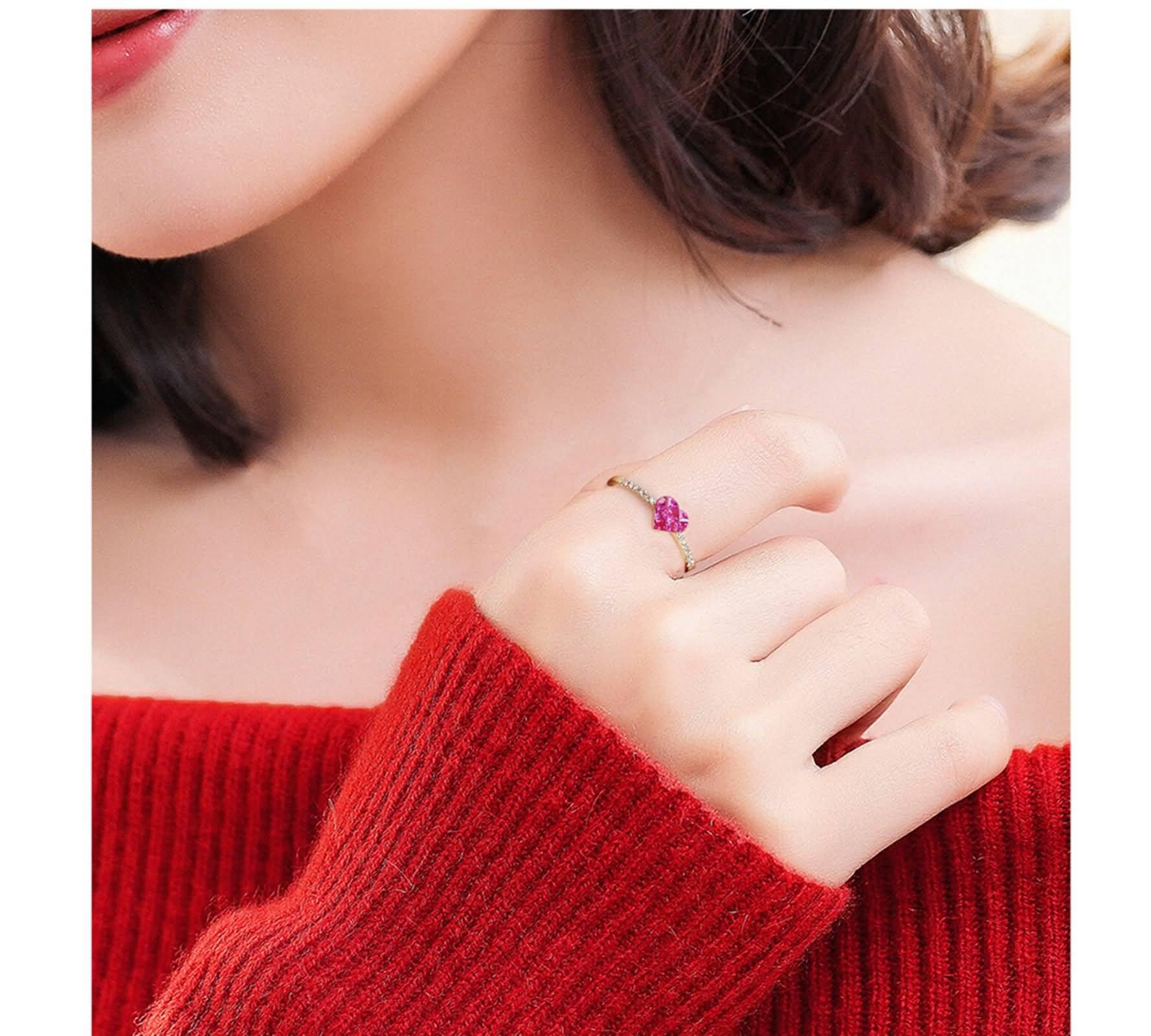 Bandring Gold Damen Elegantes Herz mit Rubin und Diamanten (0,4 ct)., Eheringe Hochzeitsringe für Sie Größe 47 (15.0)-65 (20.7)| Gelbgold | Trendiger Modeschmuck für Thanksgiving