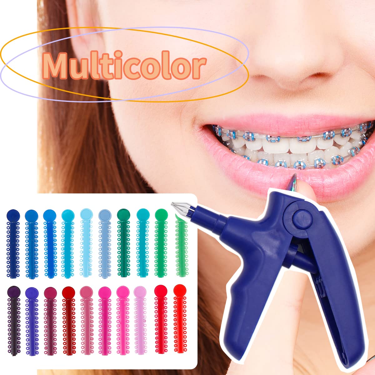 Ceonam Dental Orthodontic Ligature Gun and Orthodontic Ligature Ties Multi color 1040 pcs, Braces Rubber Band Tool, Orthodontic Braces Kit (Blue) : Health & Household