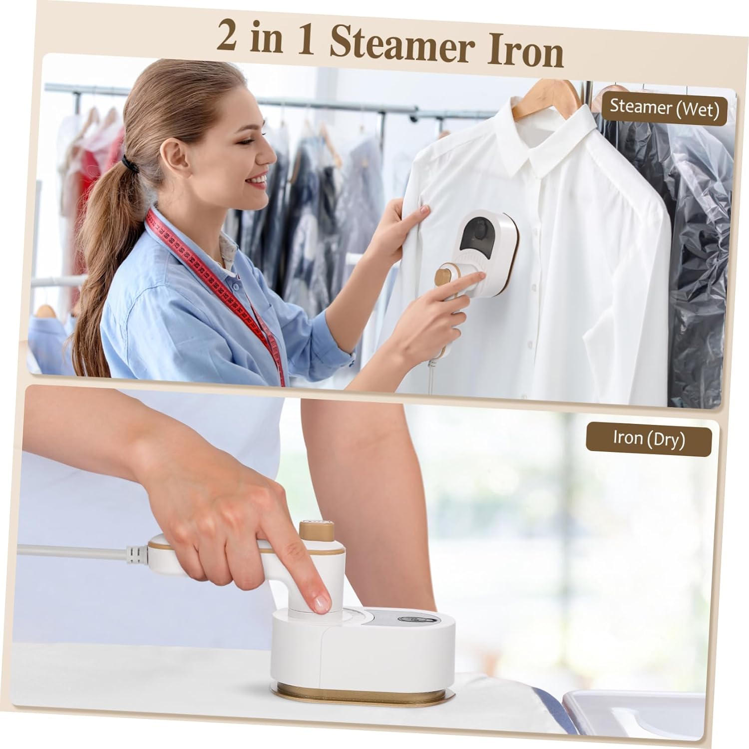 IMIKEYA Travel Steamer Iron Handheld Steam Iron for Clothes Portable Steam Generator Rotating Handle for Dry Wet Plug Compatible