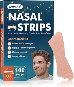 100Pcs Nasal Strips for Snoring, Extra Strength Nose Strips Breathing, Nose Tape for Sports and Sleep, Anti Snoring Strips Help Stop Snoring,Keep your nose open and comfortable