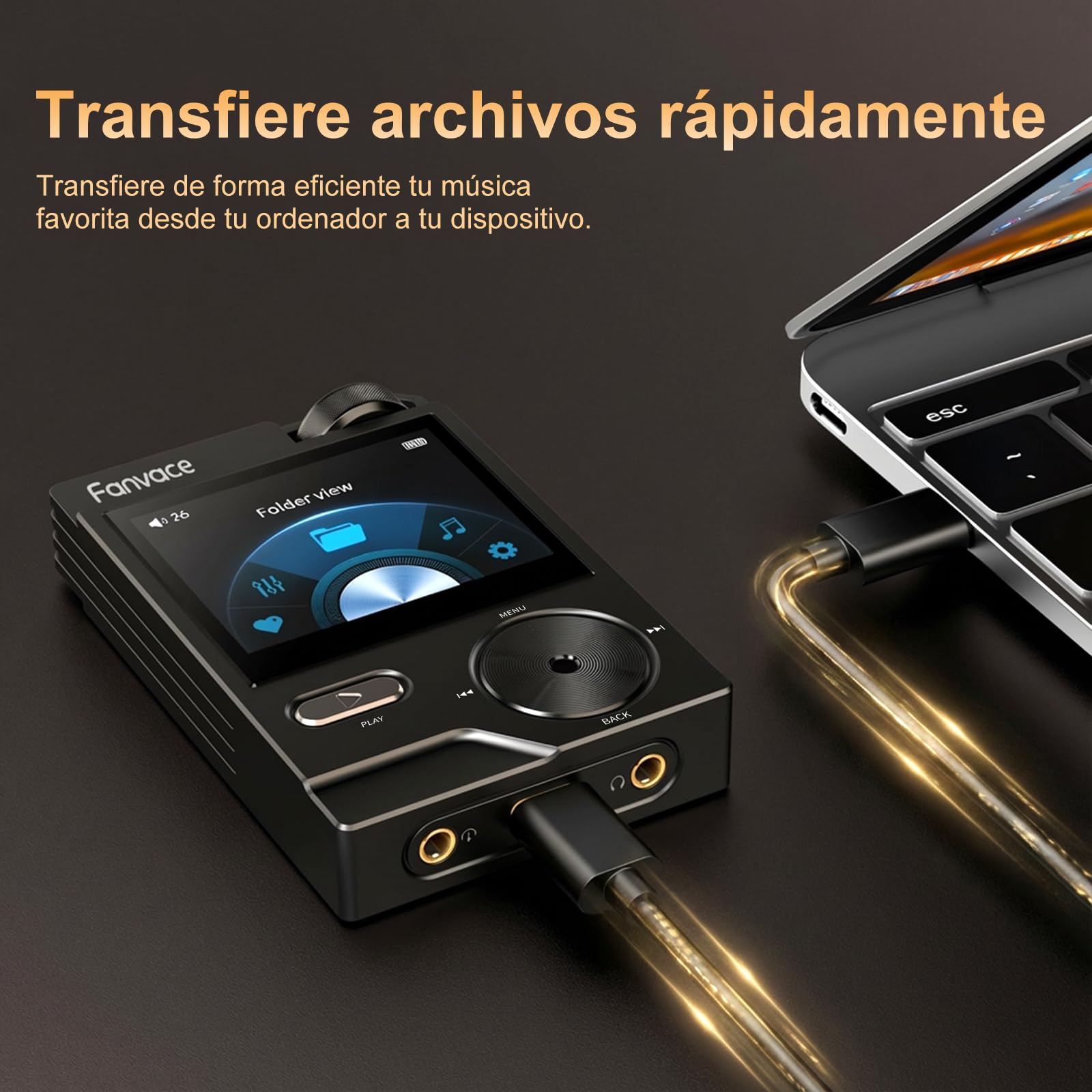 Reproductor MP3 HiFi 64 GB, DAC FLAC/DSD, 192 kHz/24 bits, portátil | Audio digital de alta resolución sin pérdida, DAC portátil, compatible con FLAC/DSD, admite hasta 256 GB