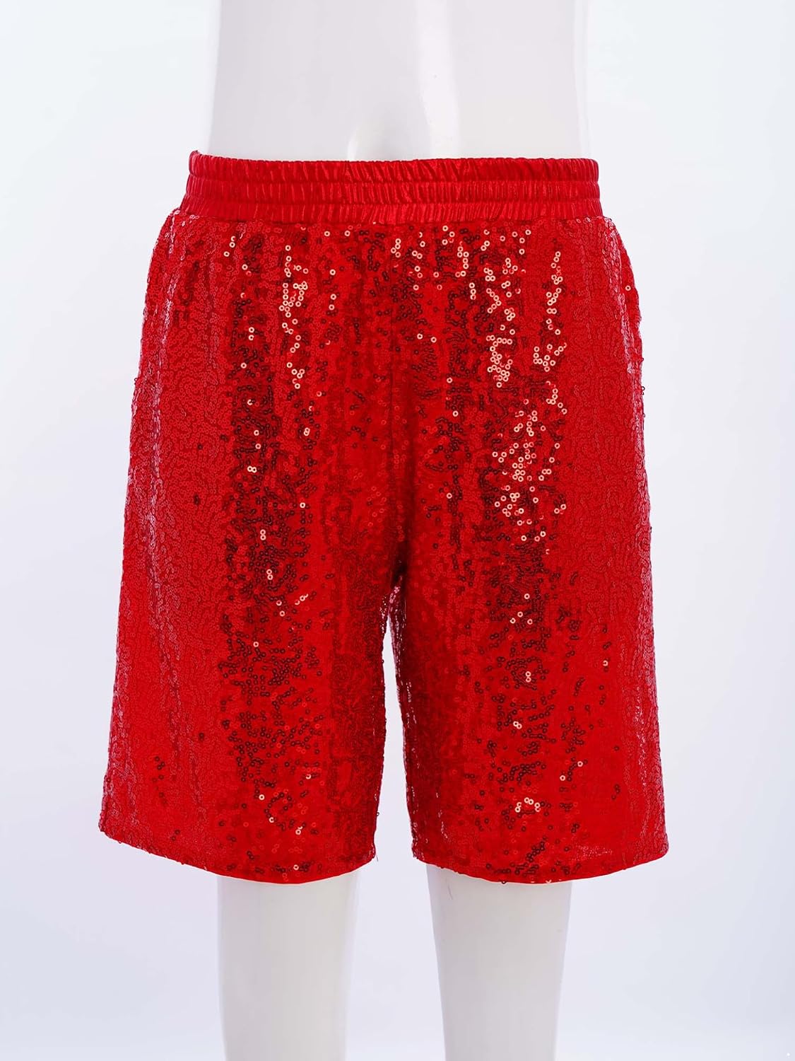 Loyan Boys Sequins Performance Bottoms Elastic Waist Hip Hop Dance Shorts with Pockets Sparkle Hot Pants