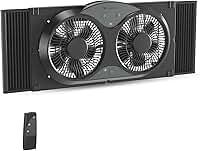 Comfort Zone Ventilador de janela para quarto, ventiladores duplos de 23 velocidades com expansores de travamento automático, 3 modos (fresco, circular, exaustão), controle remoto, capa de tecido e