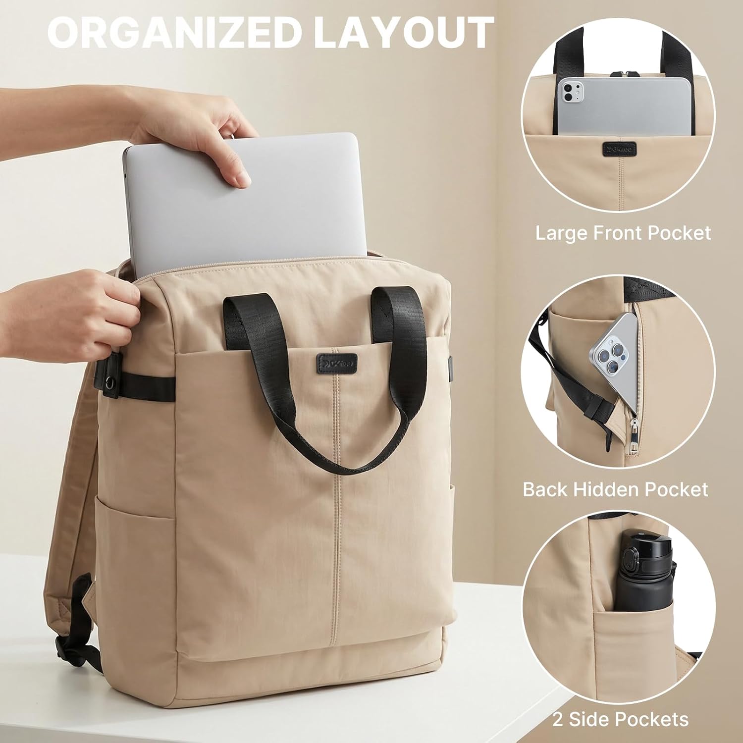 G4Free Protective 16″ Laptop Backpack, Large Work Bag for