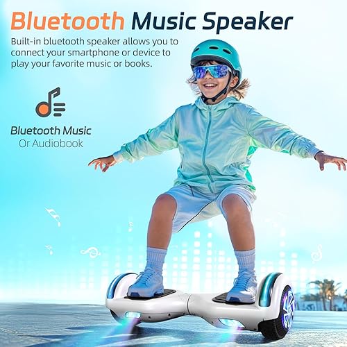Miniatura 2 de Scooter con luces LED Bluetooth Corlorful, ruedas de 6.5 pulgadas, scooter de motor dual de 300 W para niños, niñas, niños y adultos, todas las