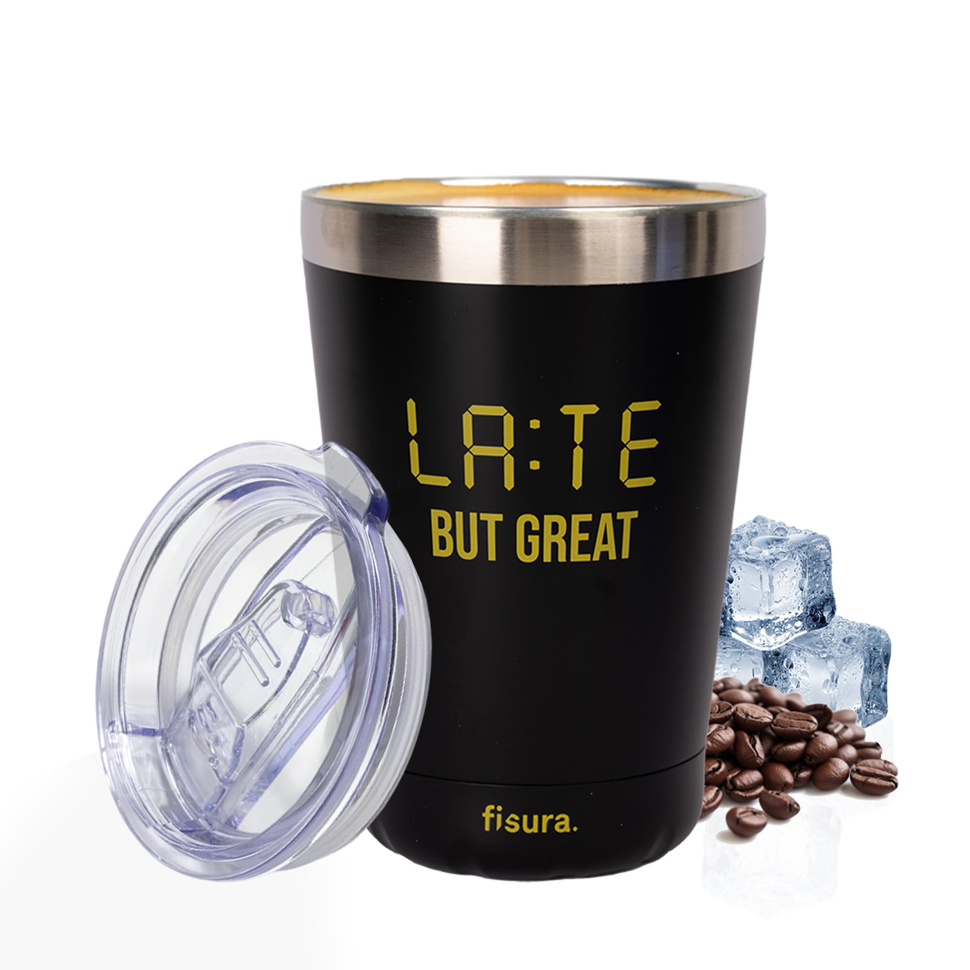 Amazon.com: Fisura  Original Thermal Mug Late but great. Green travel  coffee mug. 10 oz coffee cup. Stainless steel insulated mug. BPA-free. Car  mug. : Home & Kitchen