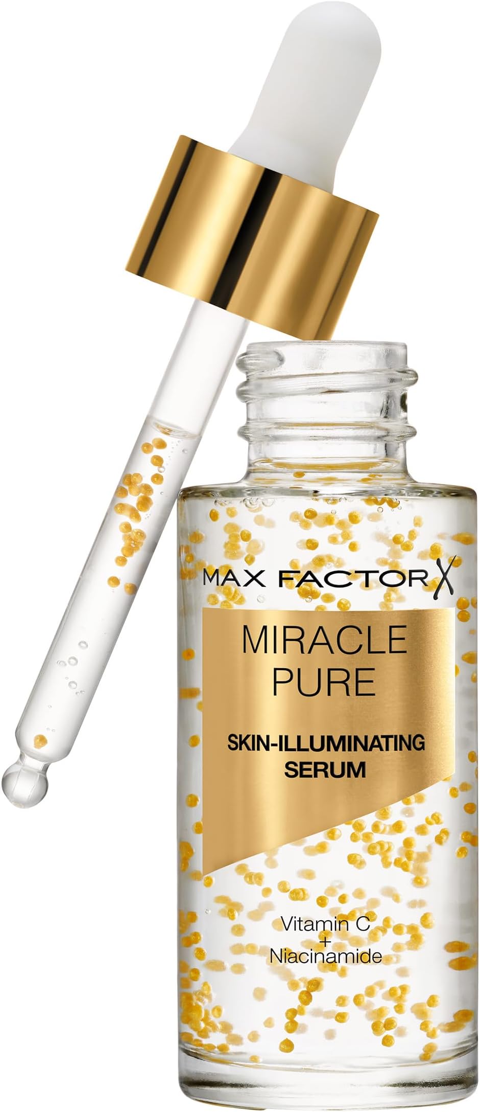 Max Factor Miracle Pure Skin-Illuminating Serum, Vitamin C Serum, Vegan Formula, Immediate Skin Glow and Over Time Radiance, 24H Hydration, Clinically Proven, 30ml