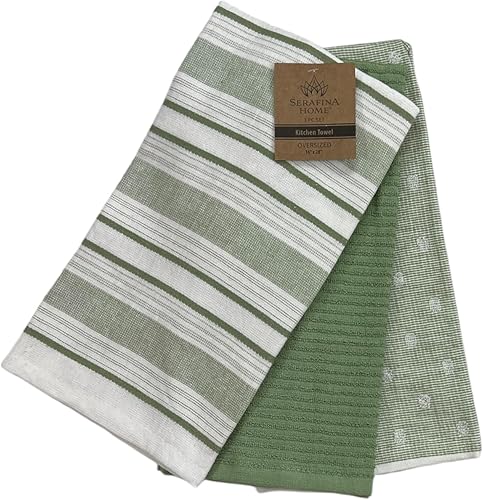 Miniatura 147 de Toallas de cocina verde salvia: 100% algodón paño de limpieza suave secado absorbente textura Terry Loop, juego de 3 multiusos para uso diario Negro