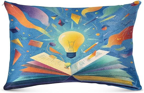 Book Lightbulb Blue Pillowcase for Hair and Skin Body Body Pillow Case Queen Size 20"X 30" Flannel Pillowcases with Zipper for Men