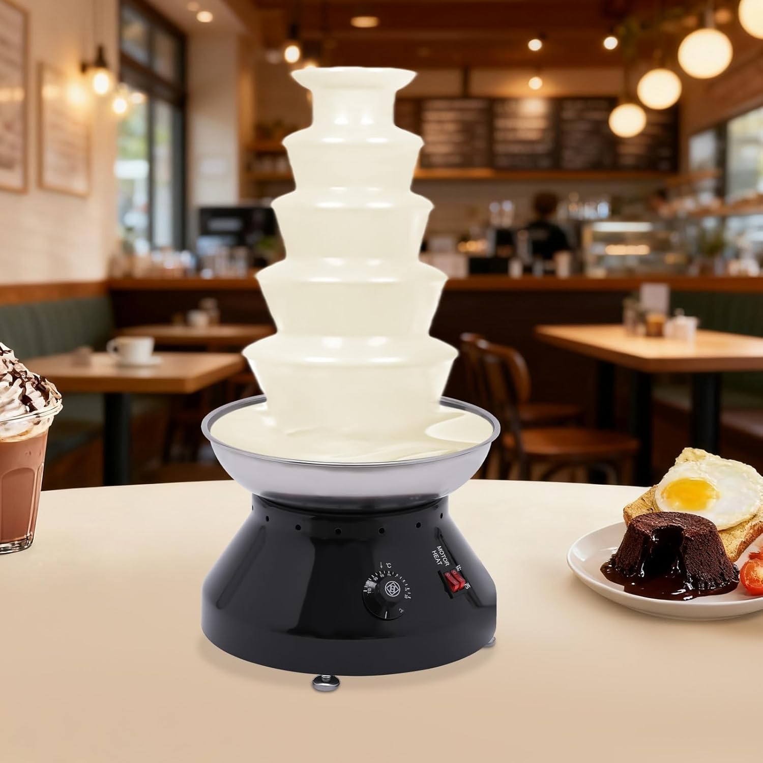 Chocolate Fountain, 5 Tier Electric Chocolate Fondue Fountain Machine for Partie - Melts Cheese, Queso, Candy, and Liqueur, 7-Pound Large Chocolate Fountain Machine Hot Chocolate Fondue Tower (Black)