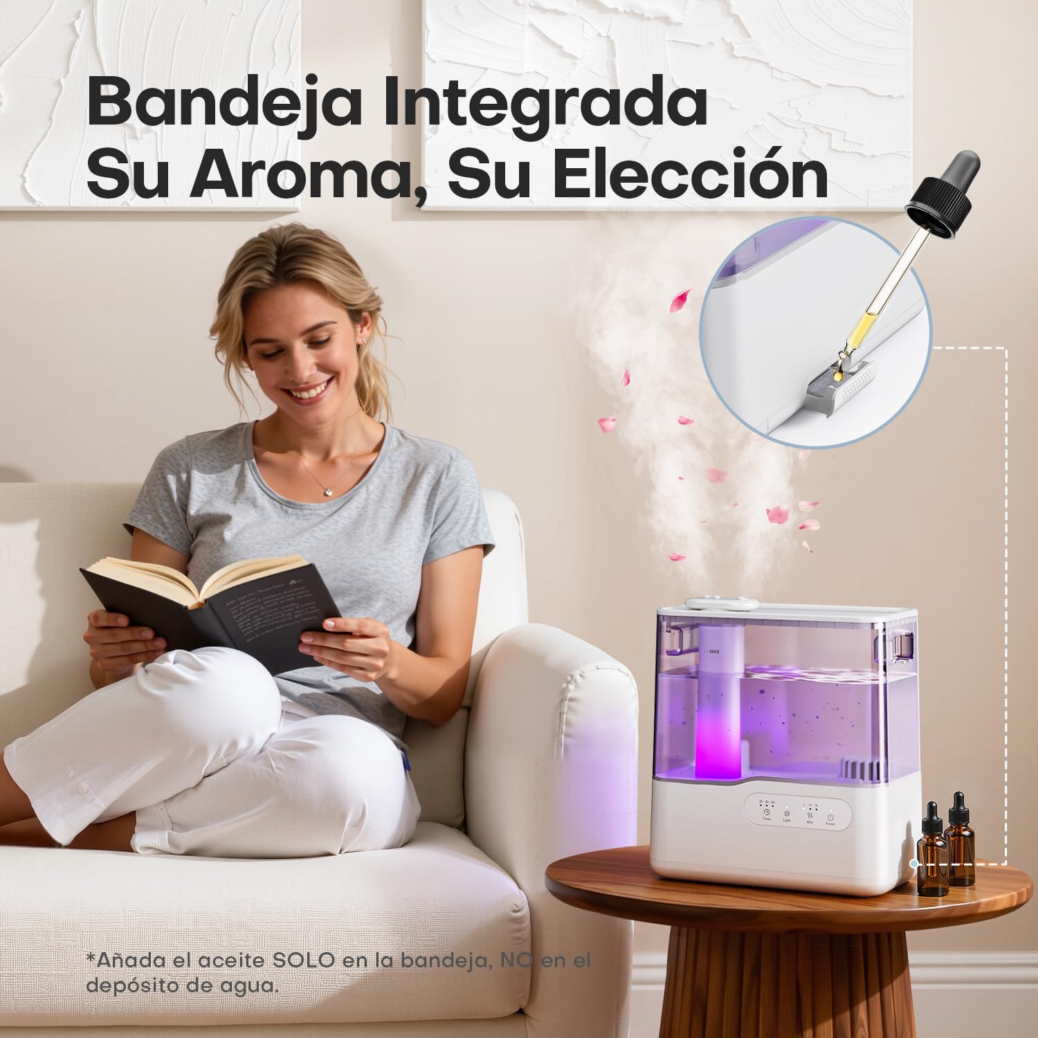 AROEVE Humidificador de Aire 5L Ultrasónico Top-Fill Niebla Fría 36H 25dB Silencioso