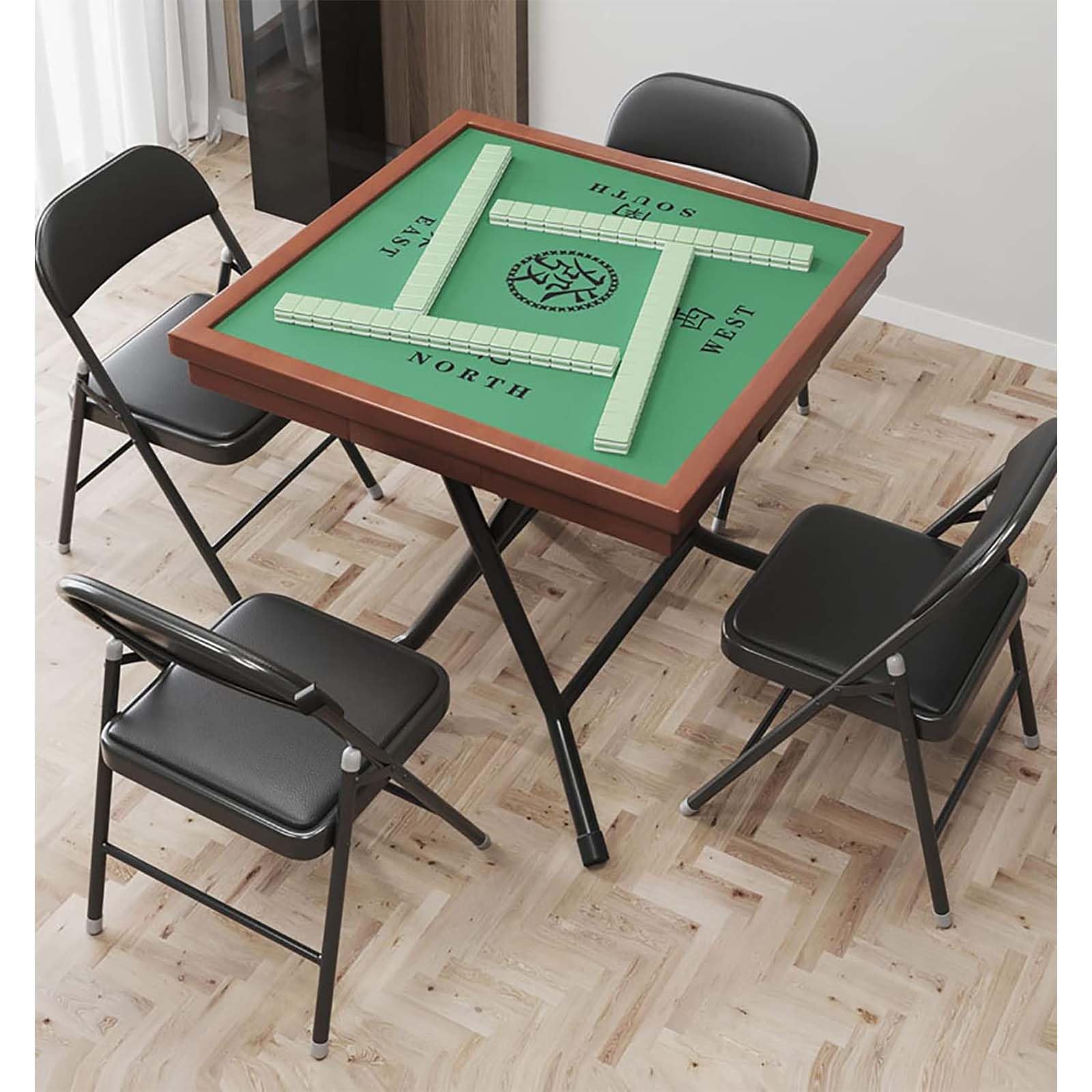 Składany stół mahjong dla 4 graczy z uchwytami na kubki, przenośny drewniany stół do gier planszowych do Majiang, składany stół karciany z szufladą