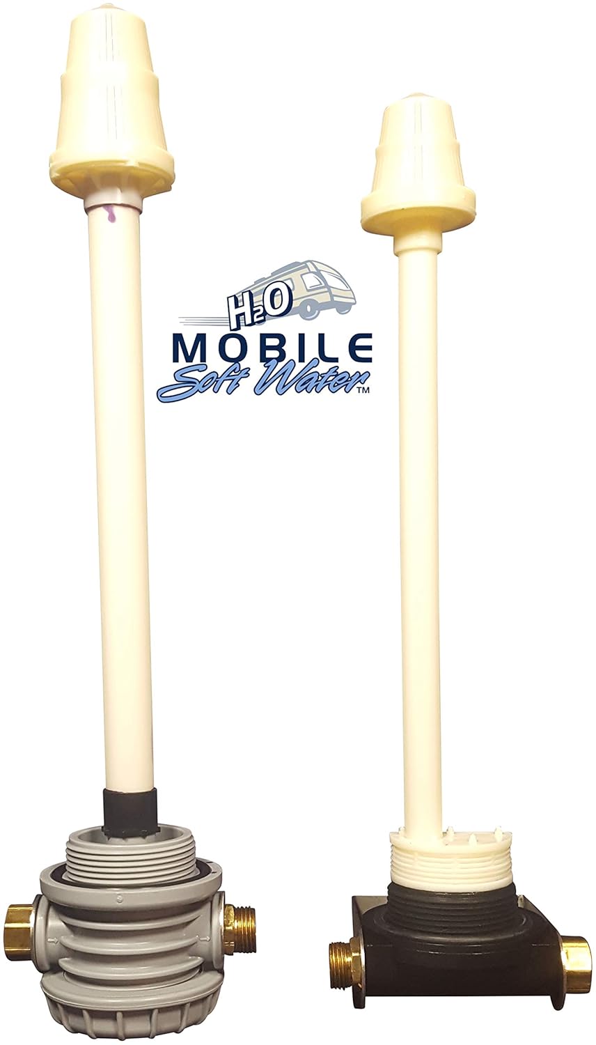 Mobile-Soft-Water Econo-Brand RV Softener 16,000 Grain Unit with Tank, Tank Head, NSF 61 Brass Male GHC Tank Connections, 304SS Carrying Handle, Distributor, Resin and Instructions.