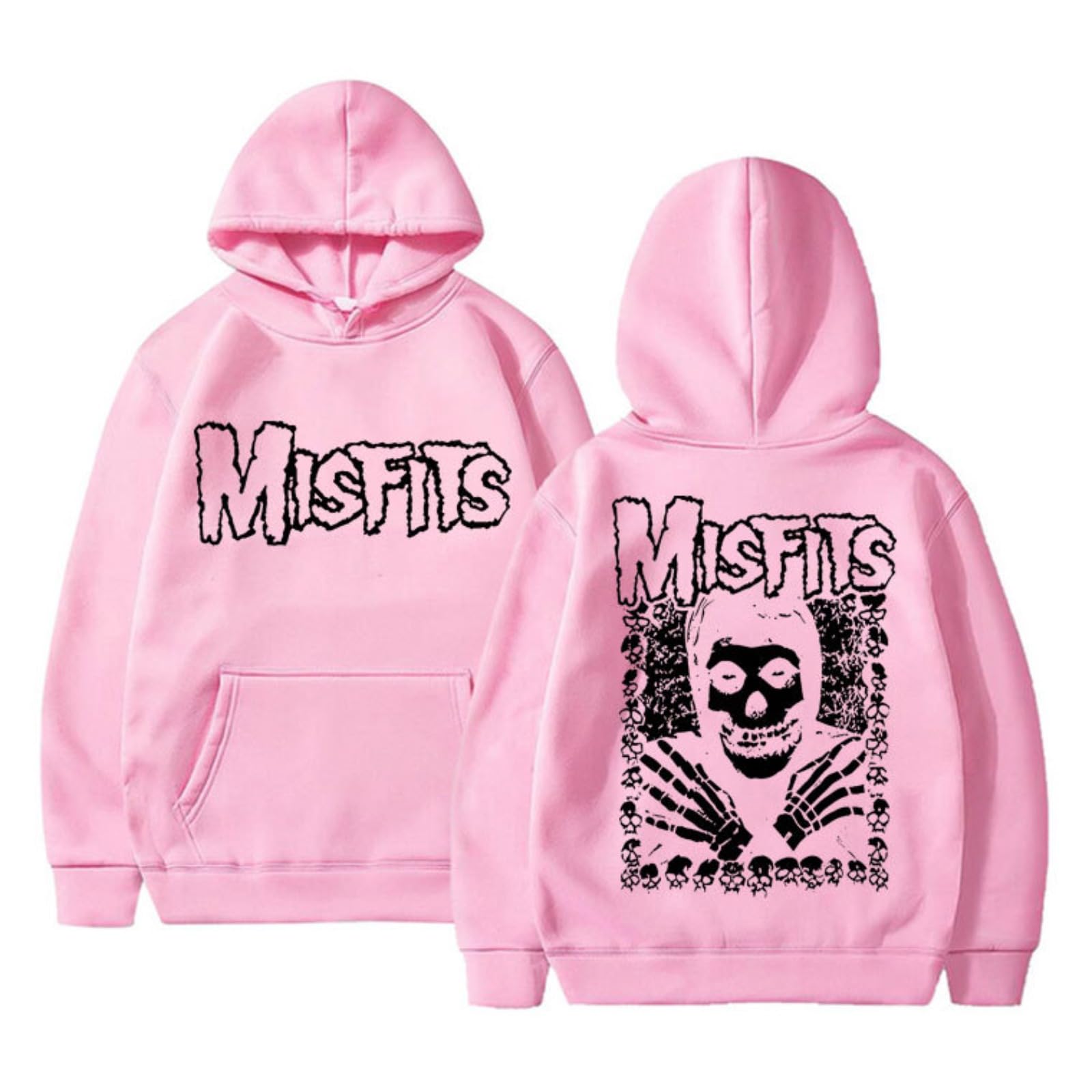 CUTTE MISFITS Official Hoodie | Punk Band Skull Graphic | Unisex Streetwear Sweatshirt for Men (Pink,S)
