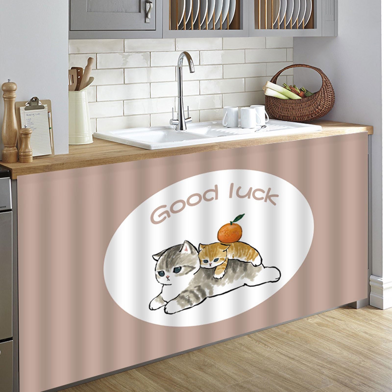 Wansiman Curtains Under The Sink,Privacy Closet Curtain,Cafe Curtains,kitchen Curtains For Windows,can Filter Sunlight,are Waterproof,for Under The Sink,bookcase,With Hook And Loop Strip