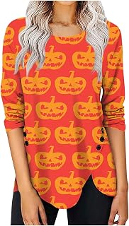 Tees Midsummer Girl's Scoop Neck Button Fly Clubby Loose Classical Long-Sleeved Obsequies Tunic Tops Printed Blouse #z144