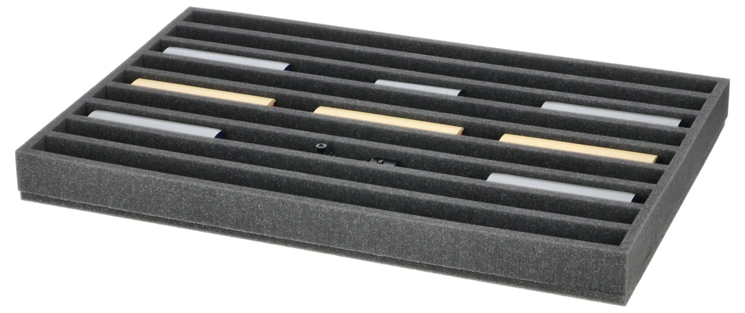 Feldherr Wkładka piankowa do modelowania kolejowego - schody H0e - 9 przegródek na lokomotywę, wagony i pojazdy - 570 x 370 x 50 mm - Transport i przechowywanie - JV050A007