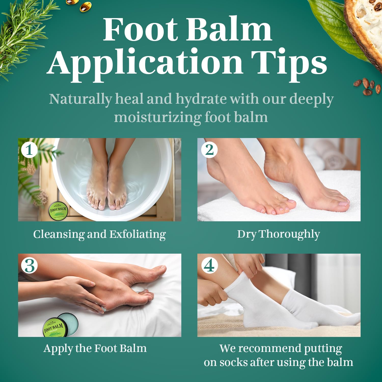 Natural Foot Balm Cream for Dry Cracked Heels and Feet gallery 4