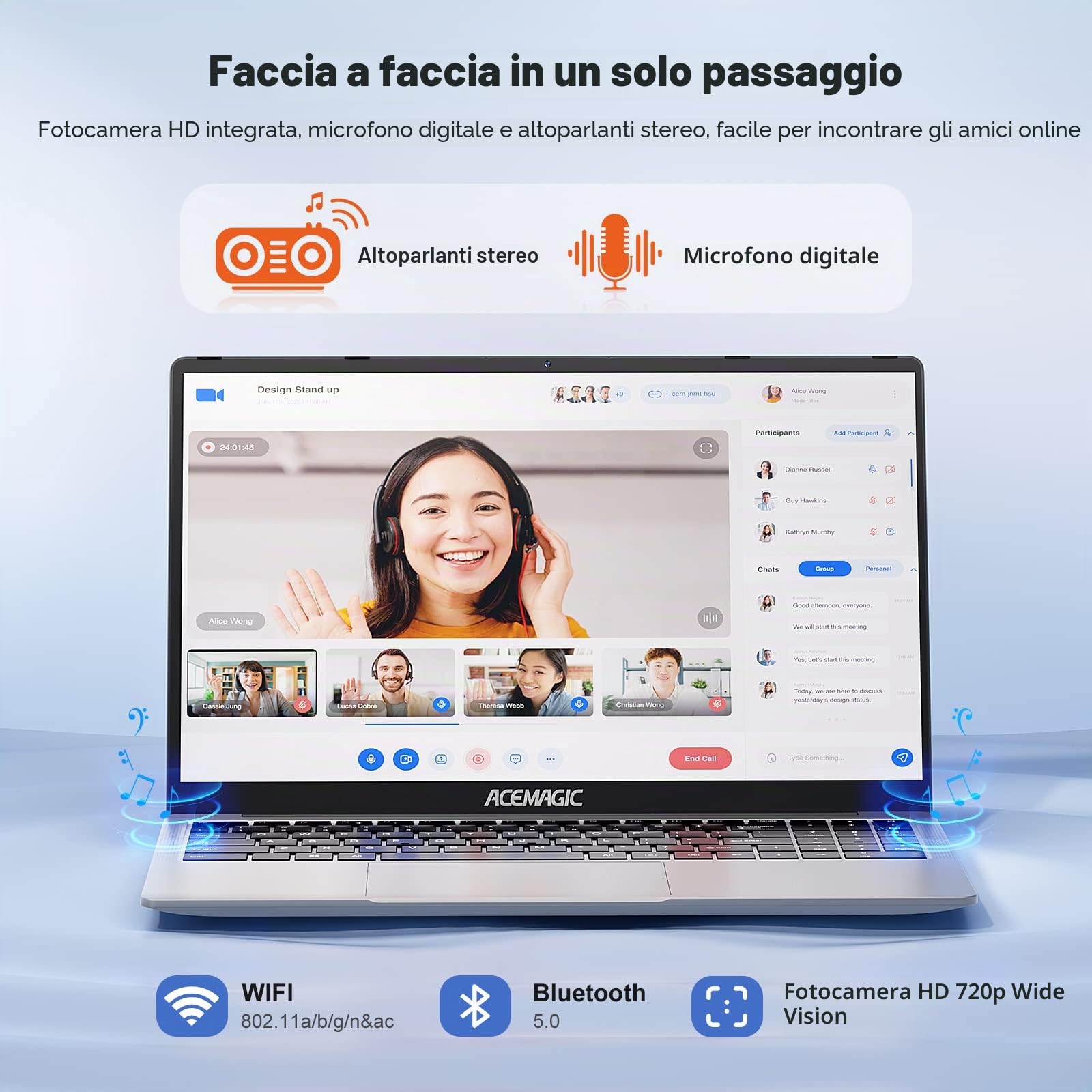 ACEMAGIC PC Portatile 15,6", Notebook con Processore Intel N97 (Fino a 3,6GHz), 16GB RAM, 512GB SSD, Windows 11 Pro, WiFi, HDMI, Webcam, Design Sottile, Ideale per Smart Working, Studio e Casa