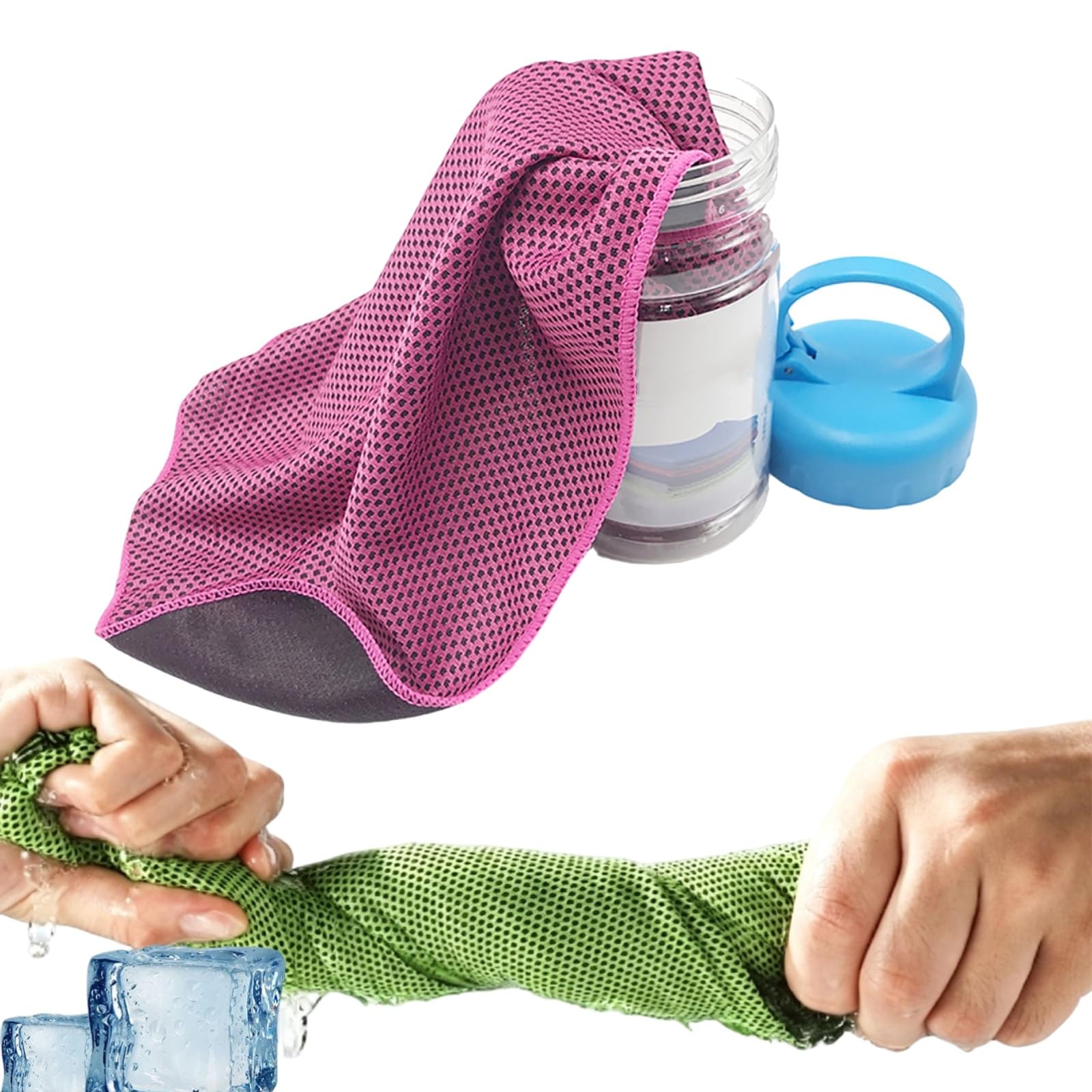 Cooling Towels for Hot Weather, Cooling Bottle Cold Sweat Towel, Cold Towel for Neck, Long Lasting Cooling Neck Cooler, Breathable Reusable Scarf Head Band for Beach Running Camping Workout (Hot Pink)