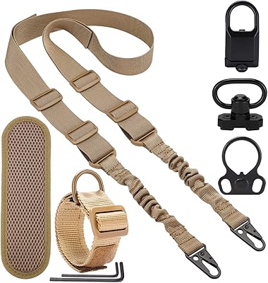 Ratulie 2 Point Rifle Sling Two Point Sling Tactical with Adjustable Extra Long Two Point Traditional Sling QD Swivel Mount