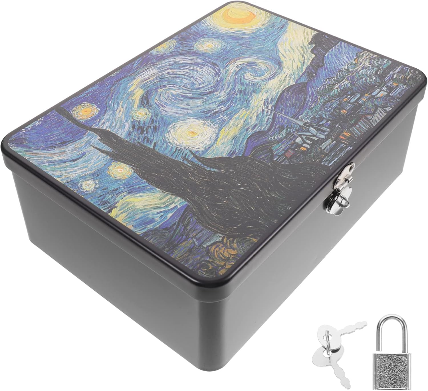Cabilock Decorative Tinplate Storage Box Lock Vintage Container for Jewelry Keepsakes and More Compact Desktop Organizer for Use