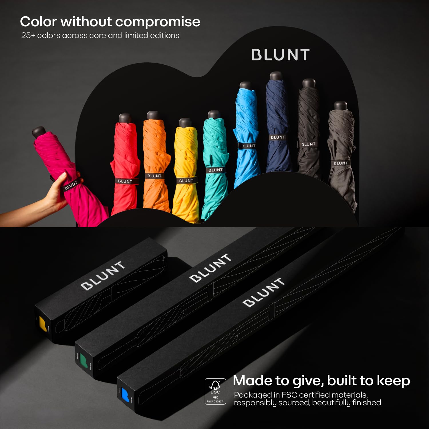 BLUNT Paraguas deportivo – Paraguas de golf resistente al viento de 58 pulgadas, paraguas deportivo grande para viento y lluvia, diseño duradero para eventos deportivos, resistente, protección UV