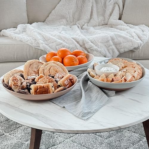 Miniatura 6 de Mora Ceramic Large Serving Bowls- Set of 2 Oval Platters for Entertaining. Modern Kitchen Dishes for Dinner, Fruit, Salad, Turkey, etc. Oven, Blanco