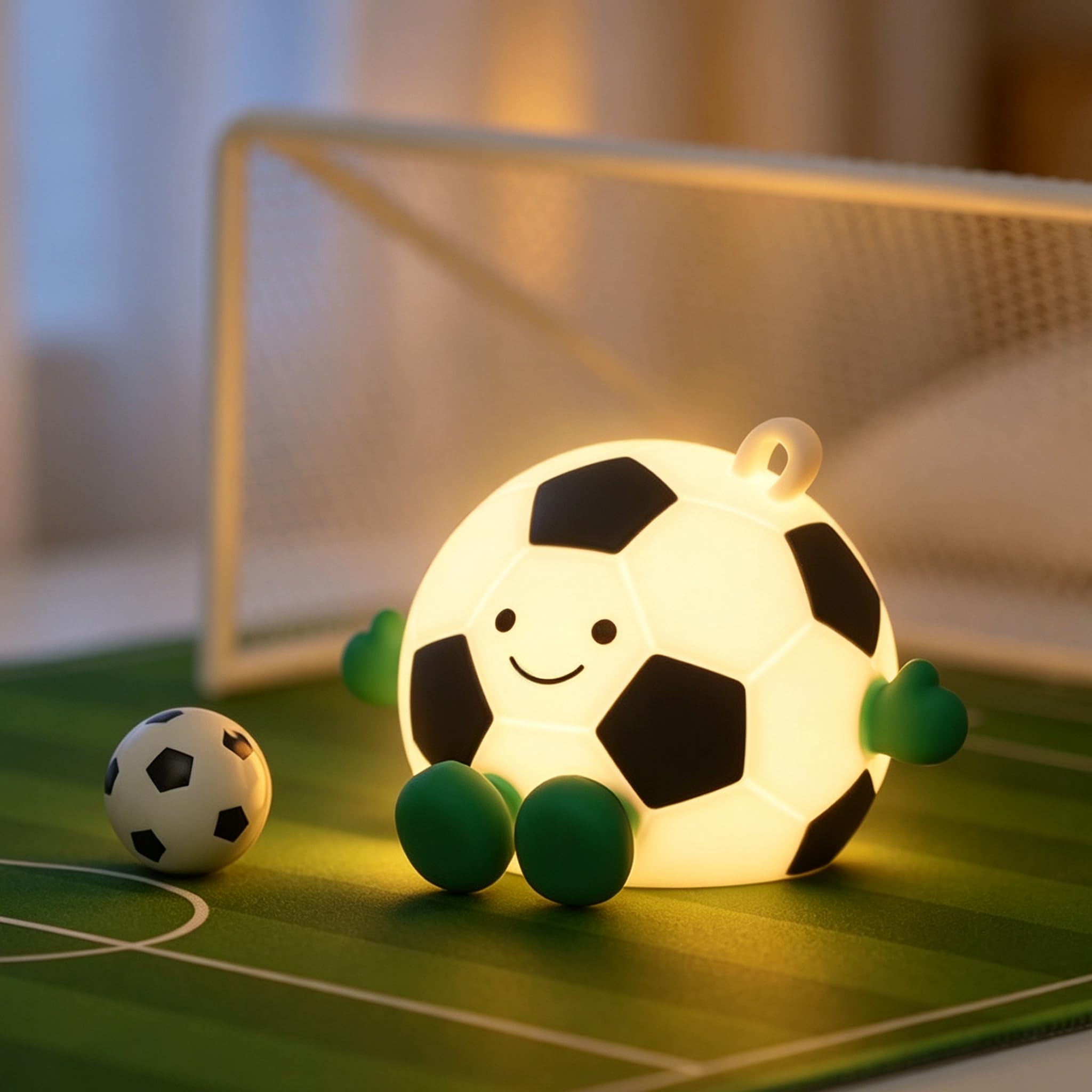 Football Night Light，Cute Silicone Rechargeable RGB Lamp，Bag Charm Gift