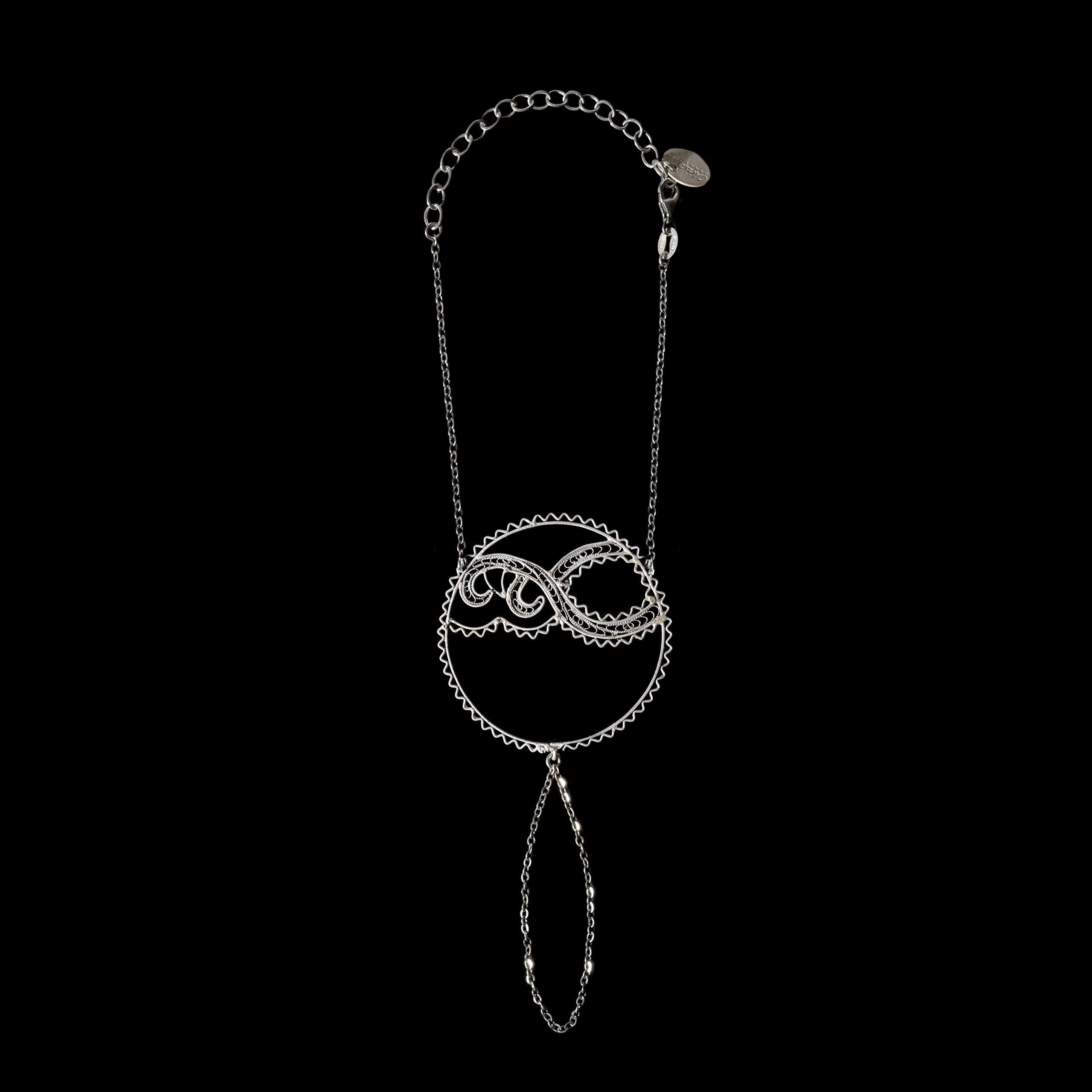 Bracciale Baciamano Onda Bracciale da Polso Regolabile Fatto a Mano in Filigrana d'Argento - Catenella in Argento Sterling 925 Bracciale ad Anello - Gioielli Quotidiani per Donne e Ragazze Adolescenti