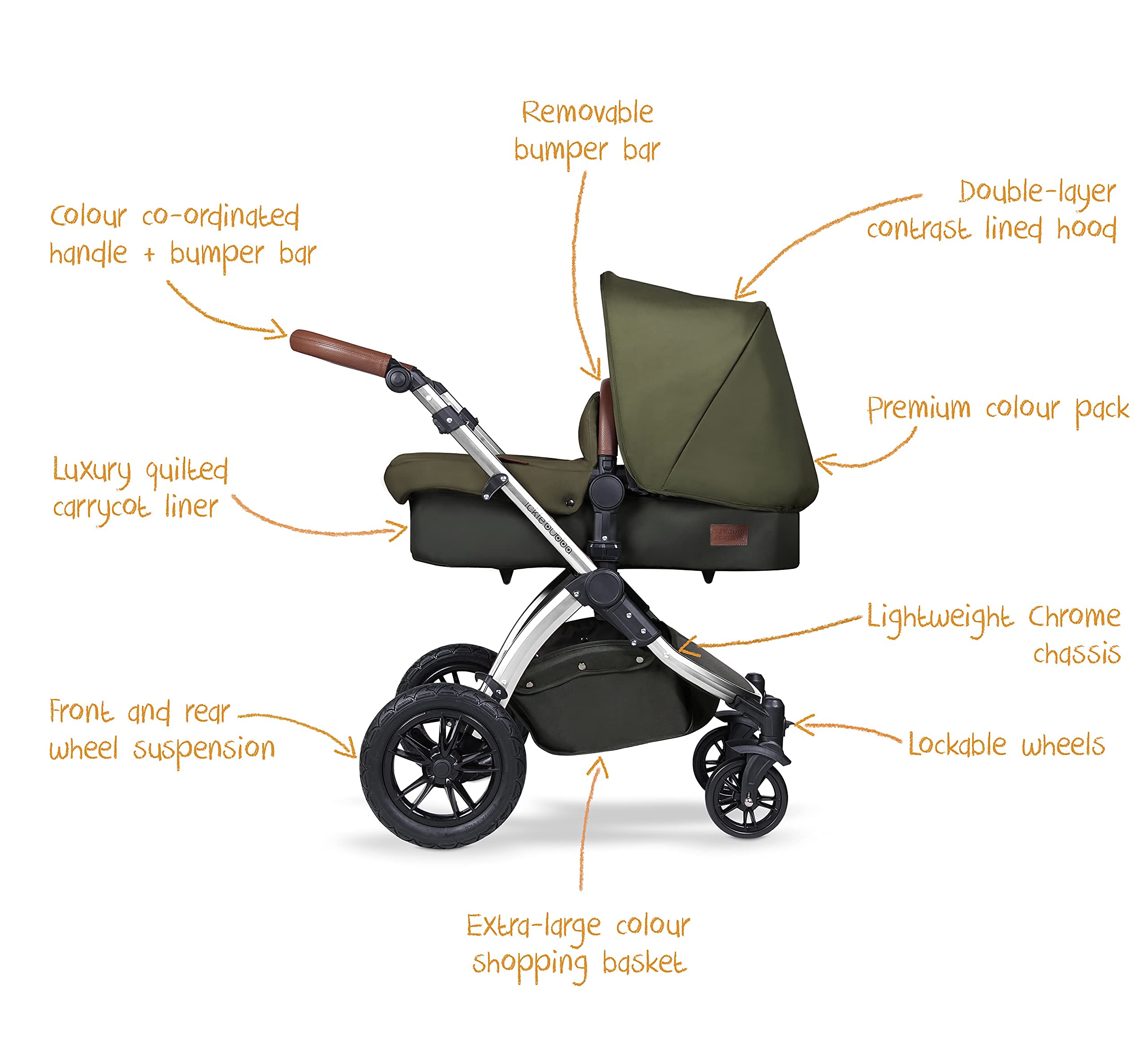 Ickle Bubba Stroller Baby Travel System Bundle Incl Rear Forward