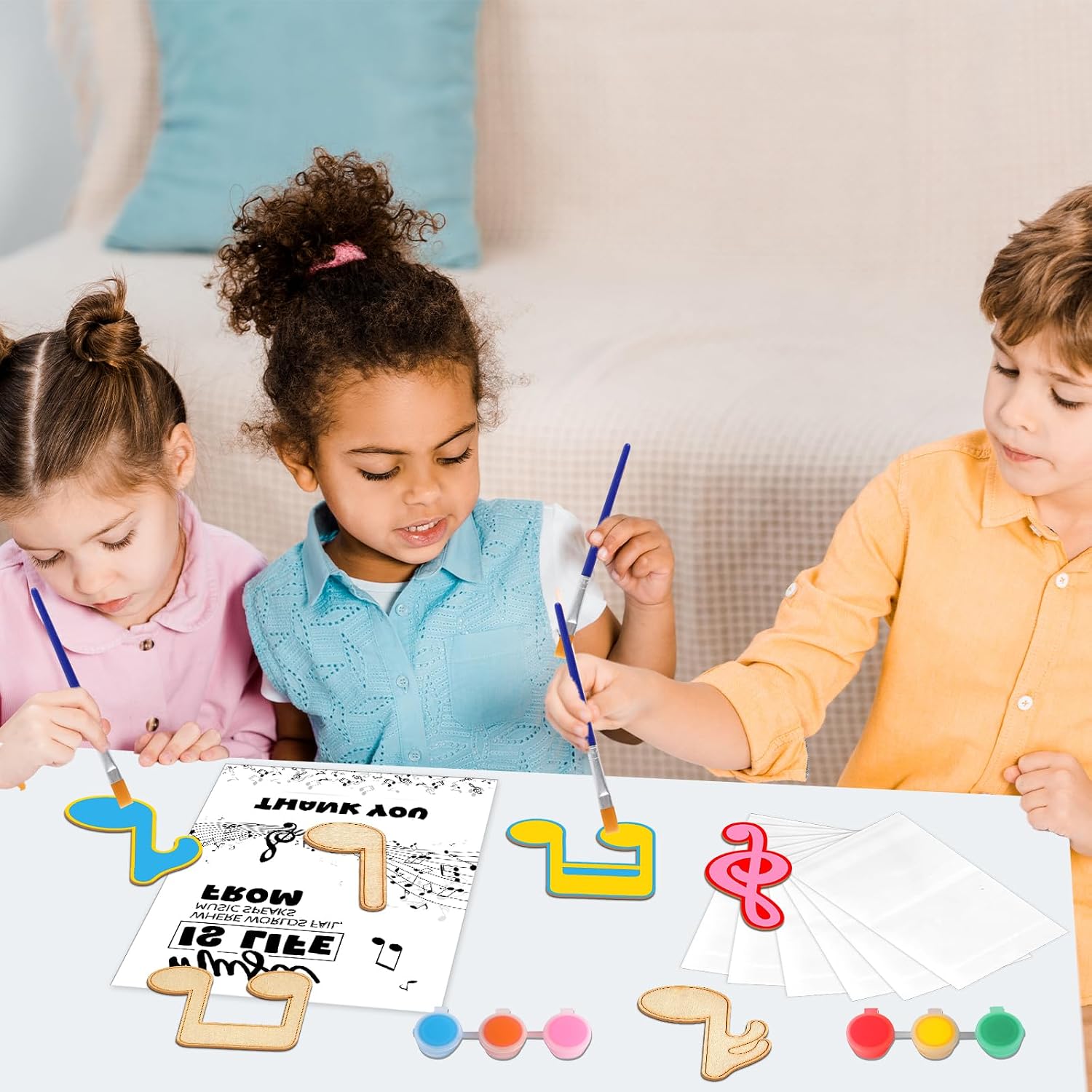 Bornerwhite Music Party Favors Musical Craft Kits Party Supplies Wooden Painting Kit for Kids Boys Girls Birthday Decorations Supplies Gifts Classroom School Prizes Rewards(24 Pcs)