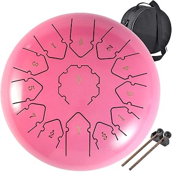 Steel Tongue Drum-12 Inch 13 Note Chakra HandPan Drum, Steel Drums Instruments, Percussion Steel Drum Set for Adults with Padded Travel Bag, Book, Mallets, Finger Picks