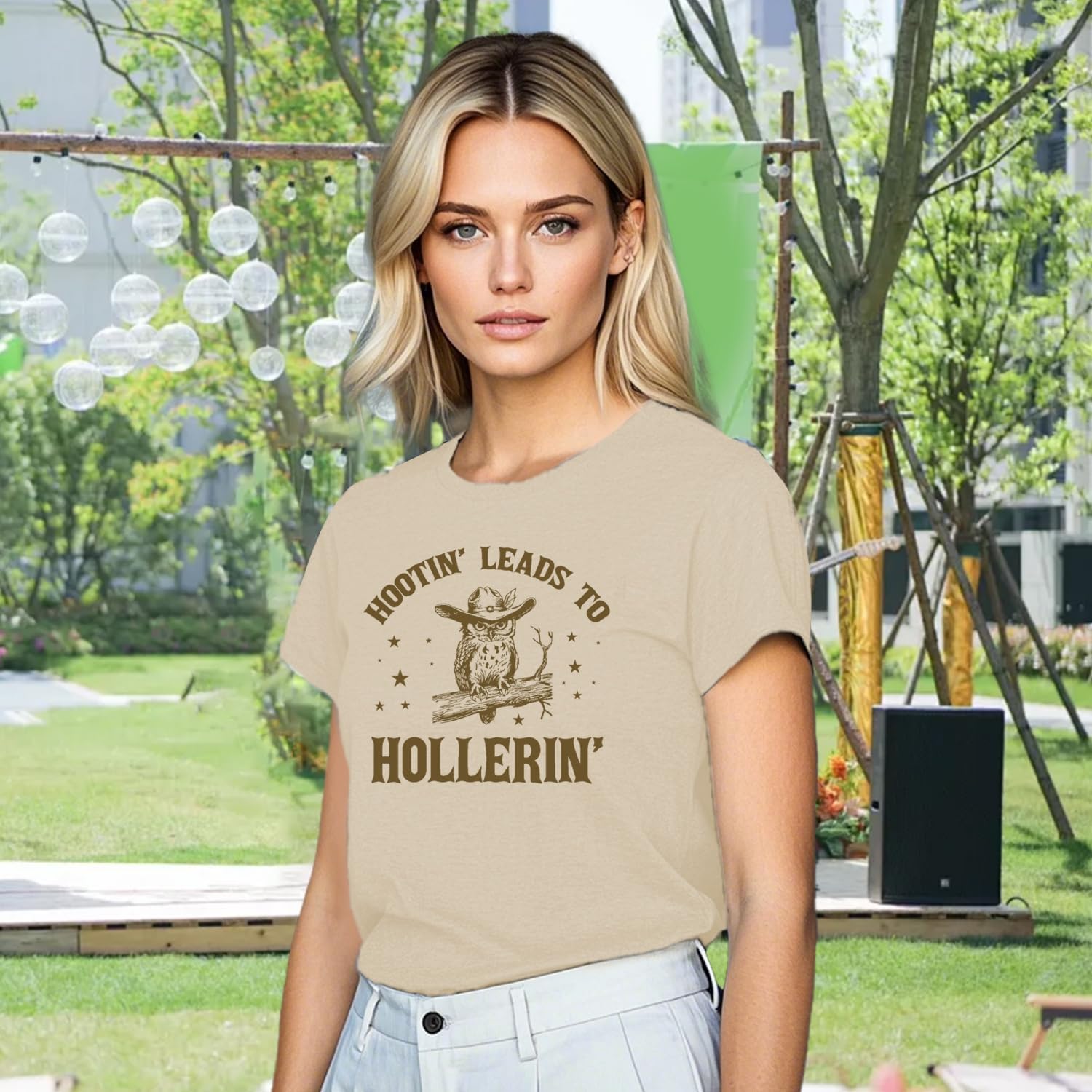 Country Music Shirts for Women Southern Concert Party T-Shirt Owl Hootin Hollerin Tee image 4