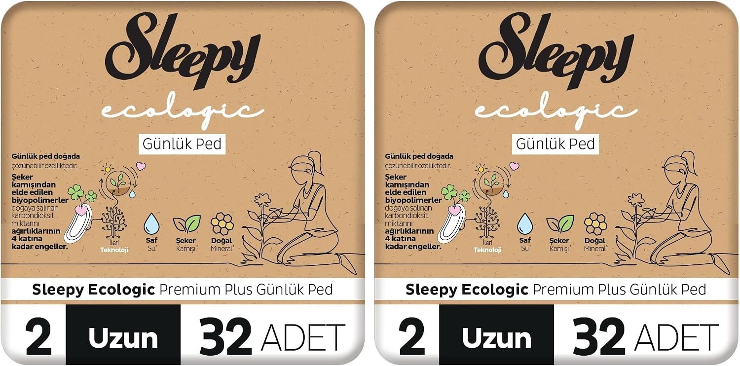 Sleepy Ecologic Premium Plus Günlük Ped Uzun 32 Adet Ped (2 paketi)